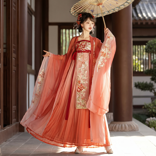 Sunset Gradient Embroidered Qi-Xiong Hanfu Set
