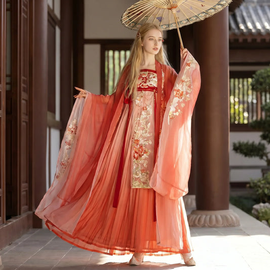 Sunset Gradient Embroidered Qi-Xiong Hanfu Set